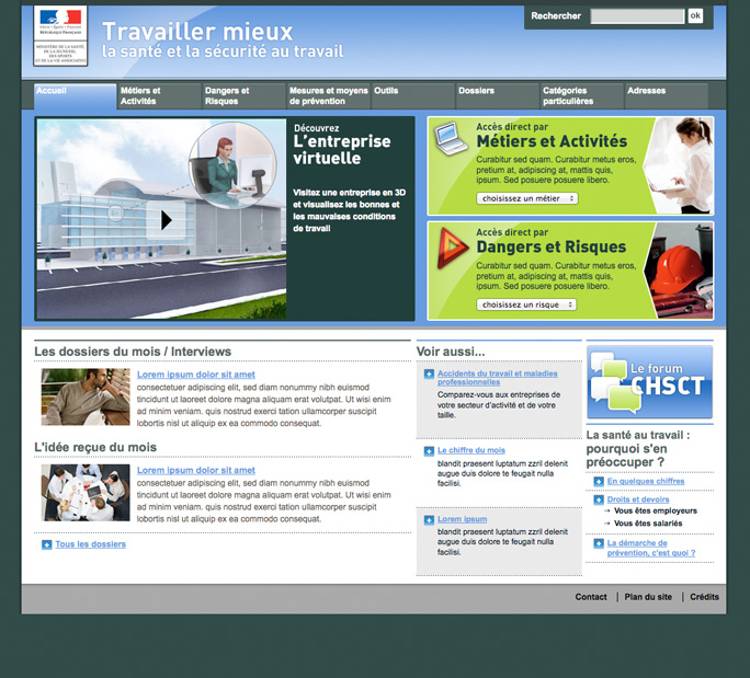 Page d’accueil du site Travailler Mieux pour le Ministère du Travail