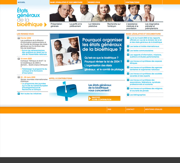 Page d’accueil du site Les États Généraux de la Bioéthique