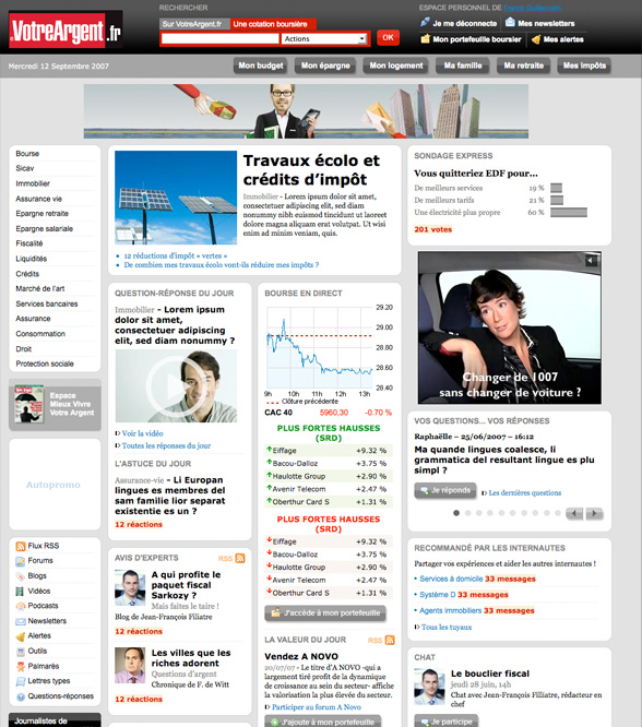 Page d’accueil de VotreArgent.fr