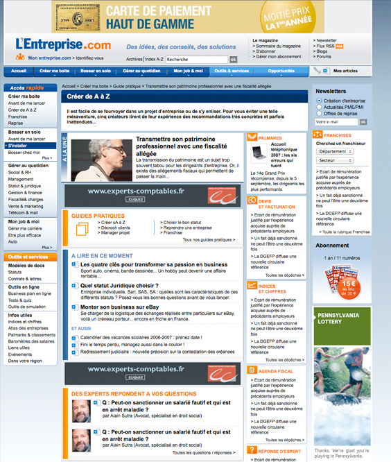 Page d’accueil de Lentreprise.com