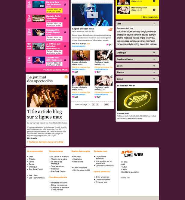 Page d’accueil, suite