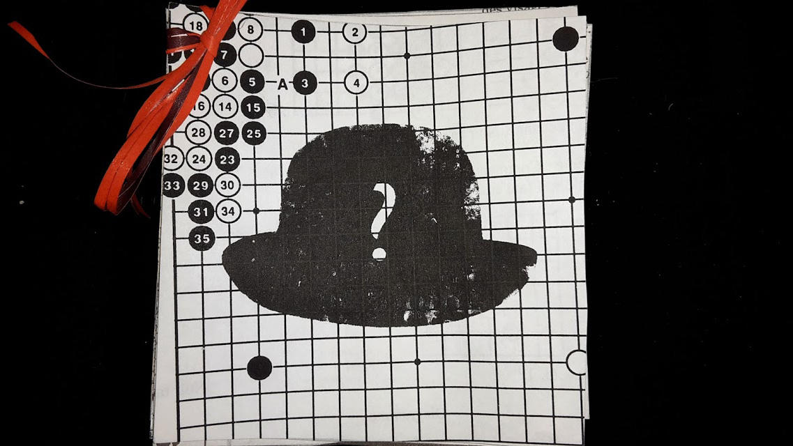 Page 1: a hat with a question mark.