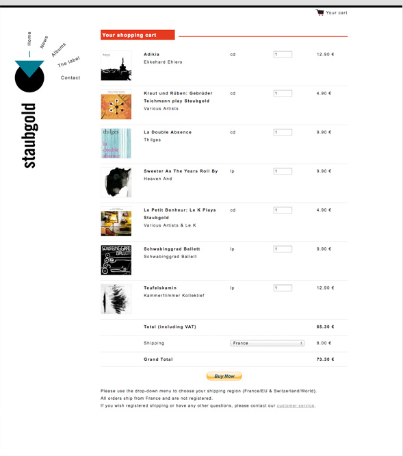 Page panier d’achat